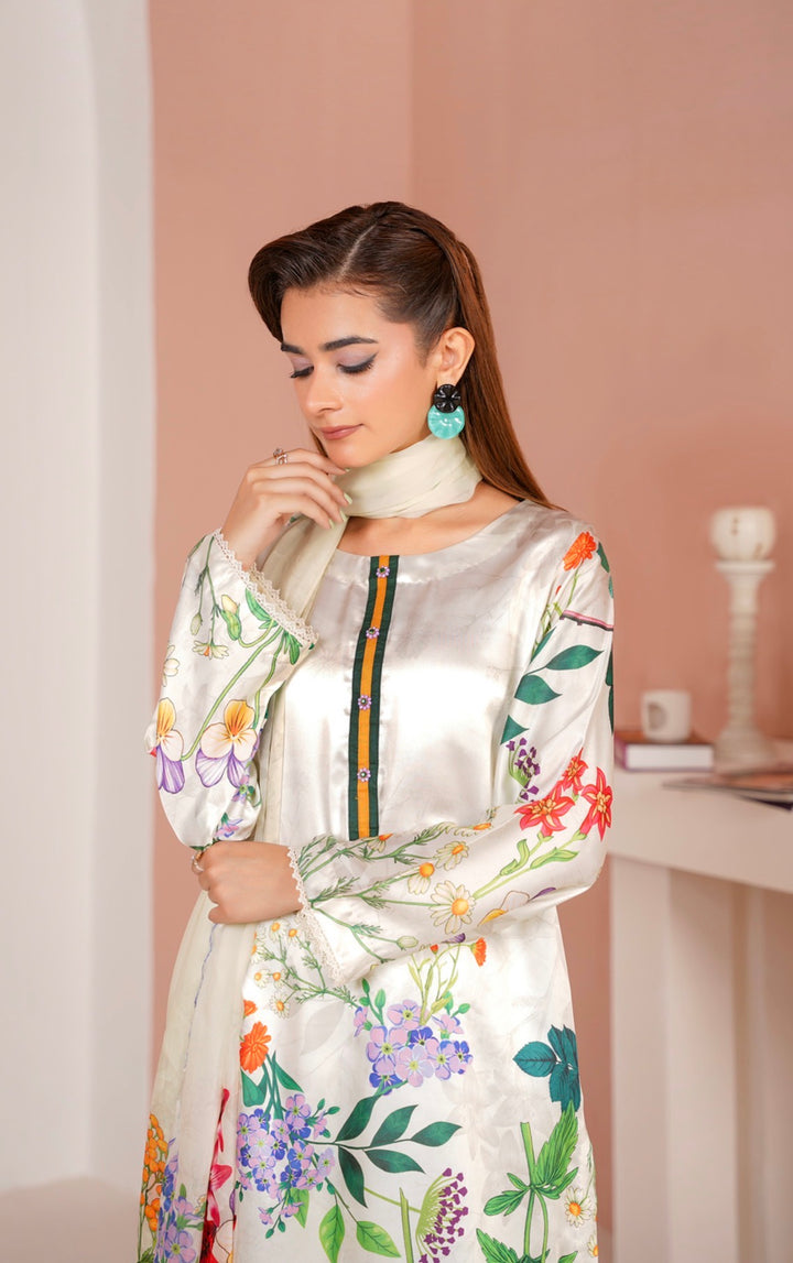 NSH07 - Elegant Silk 3-Piece co-ord Pakistani Suit