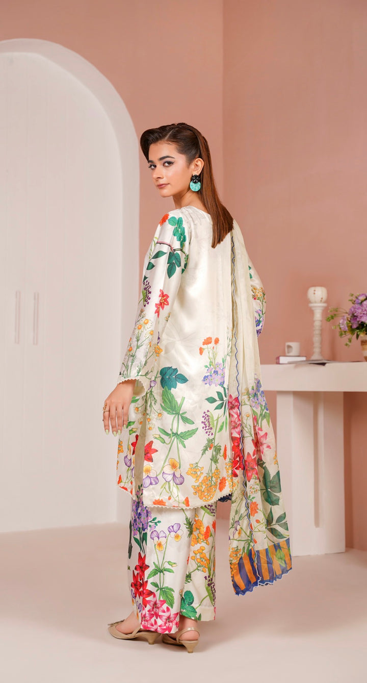 NSH07 - Elegant Silk 3-Piece co-ord Pakistani Suit
