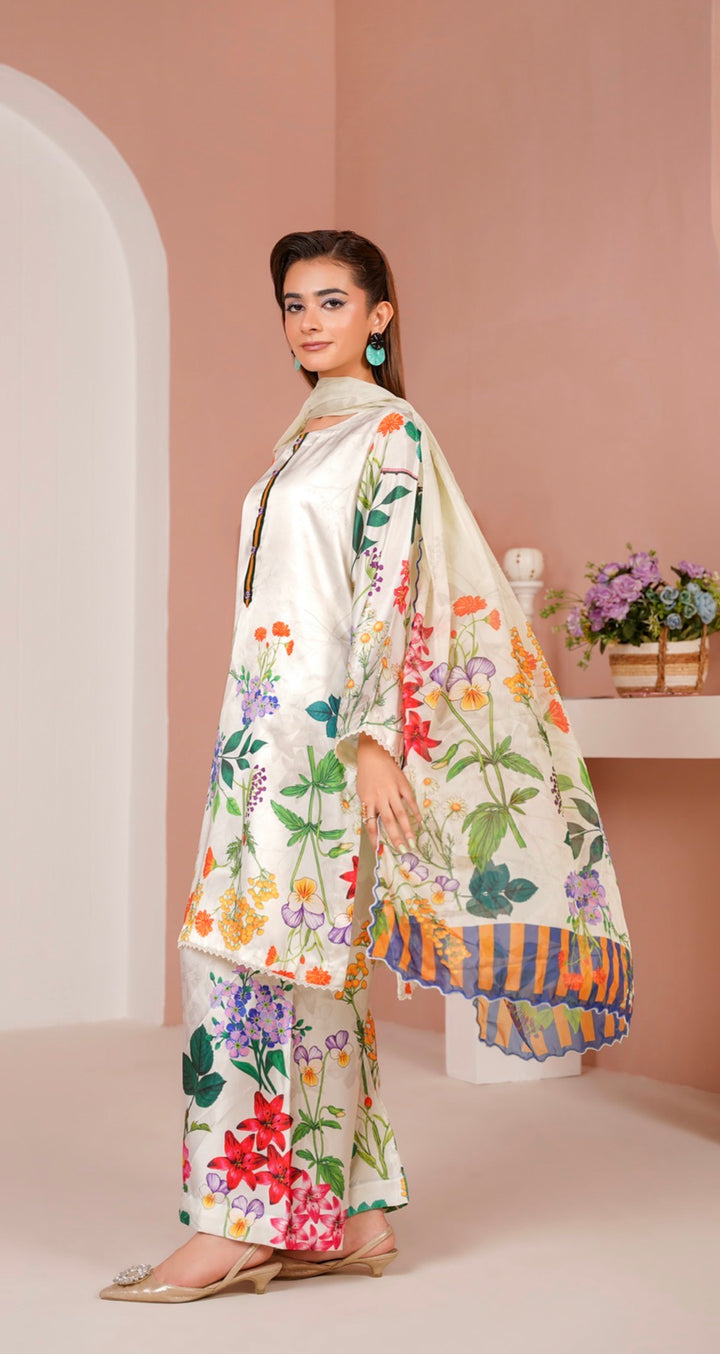 NSH07 - Elegant Silk 3-Piece co-ord Pakistani Suit