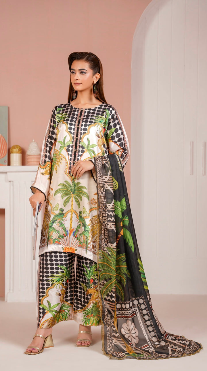 NSH06 - Elegant Silk 3-Piece co-ord Pakistani Suit