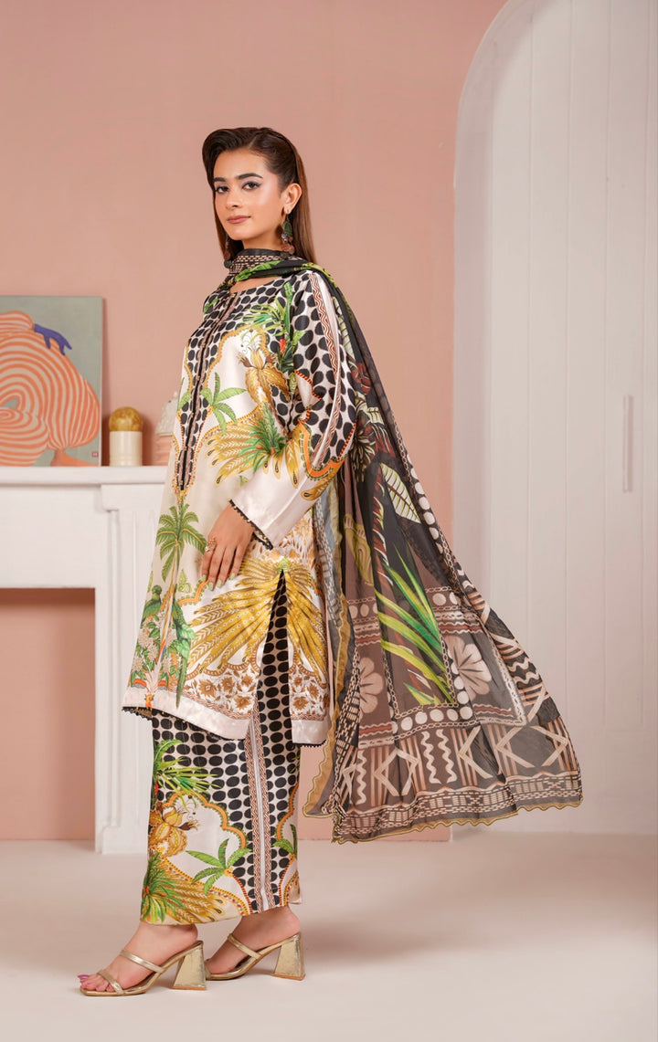 NSH06 - Elegant Silk 3-Piece co-ord Pakistani Suit