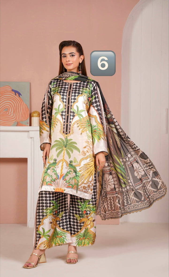 NSH06 - Elegant Silk 3-Piece co-ord Pakistani Suit