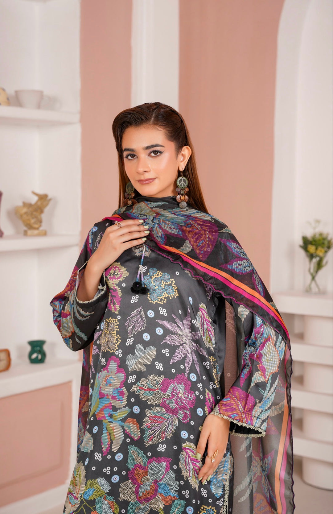 NSH05 - Elegant Silk 3-Piece co-ord Pakistani Suit