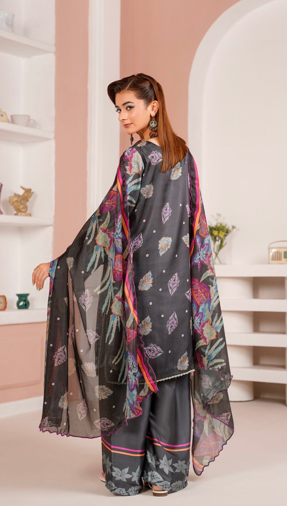 NSH05 - Elegant Silk 3-Piece co-ord Pakistani Suit