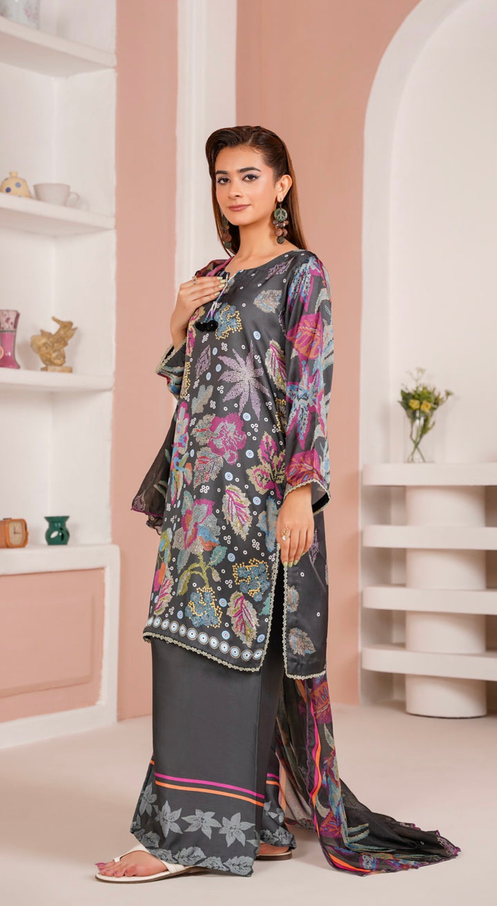NSH05 - Elegant Silk 3-Piece co-ord Pakistani Suit