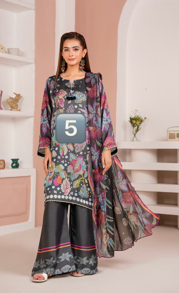 NSH05 - Elegant Silk 3-Piece co-ord Pakistani Suit