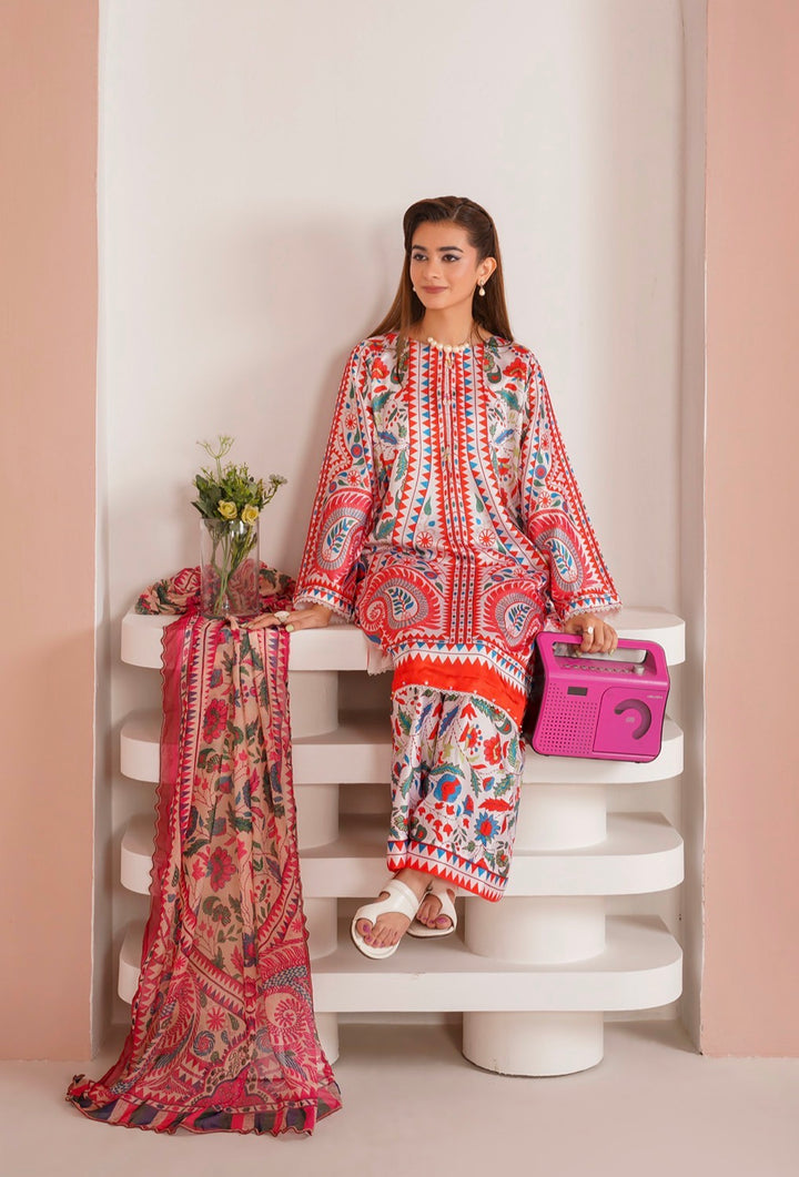 NSH04 - Elegant Silk 3-Piece co-ord Pakistani Suit