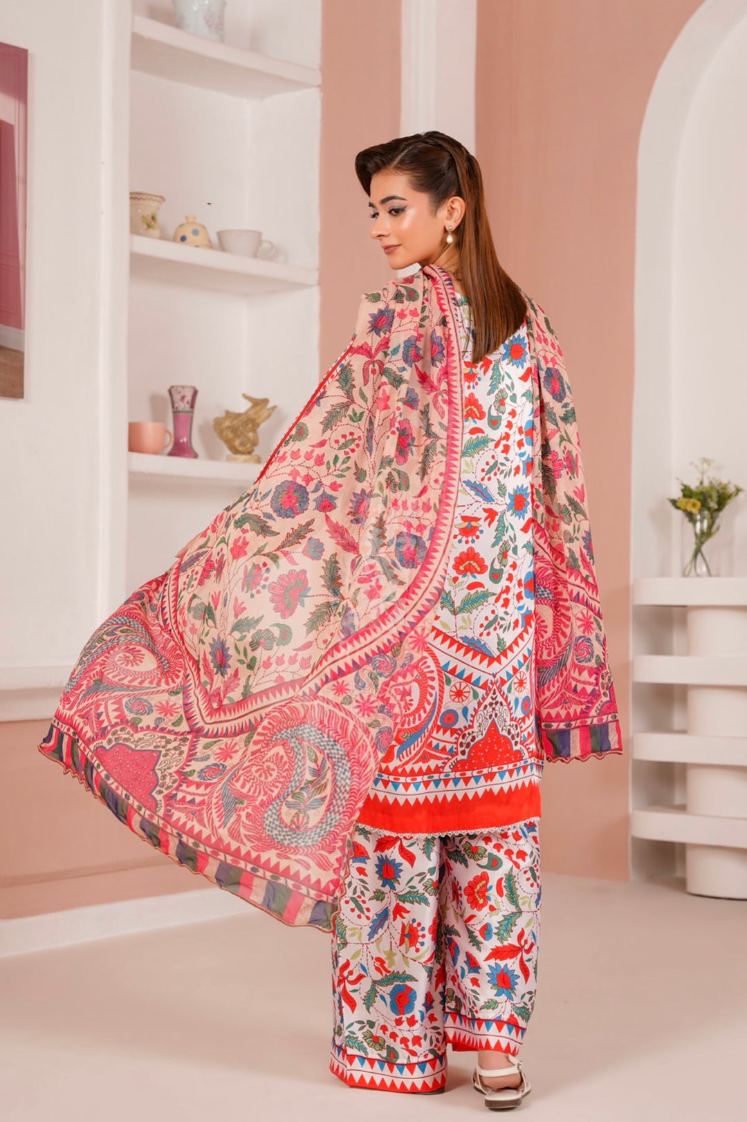 NSH04 - Elegant Silk 3-Piece co-ord Pakistani Suit