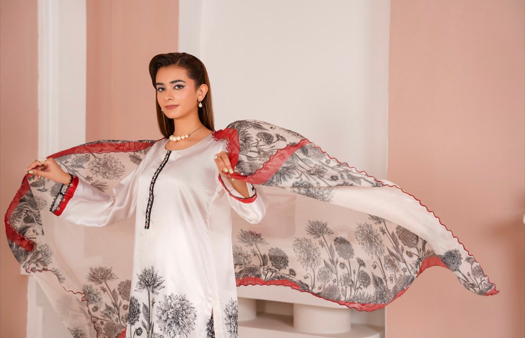 NSH03 - Elegant Silk 3-Piece co-ord Pakistani Suit