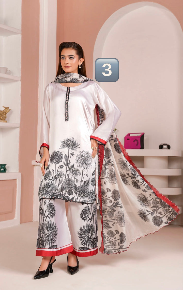 NSH03 - Elegant Silk 3-Piece co-ord Pakistani Suit