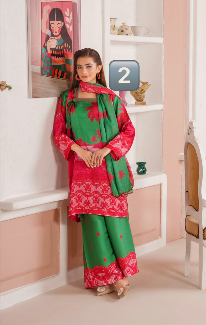NSH02 - Elegant Silk 3-Piece co-ord Pakistani Suit