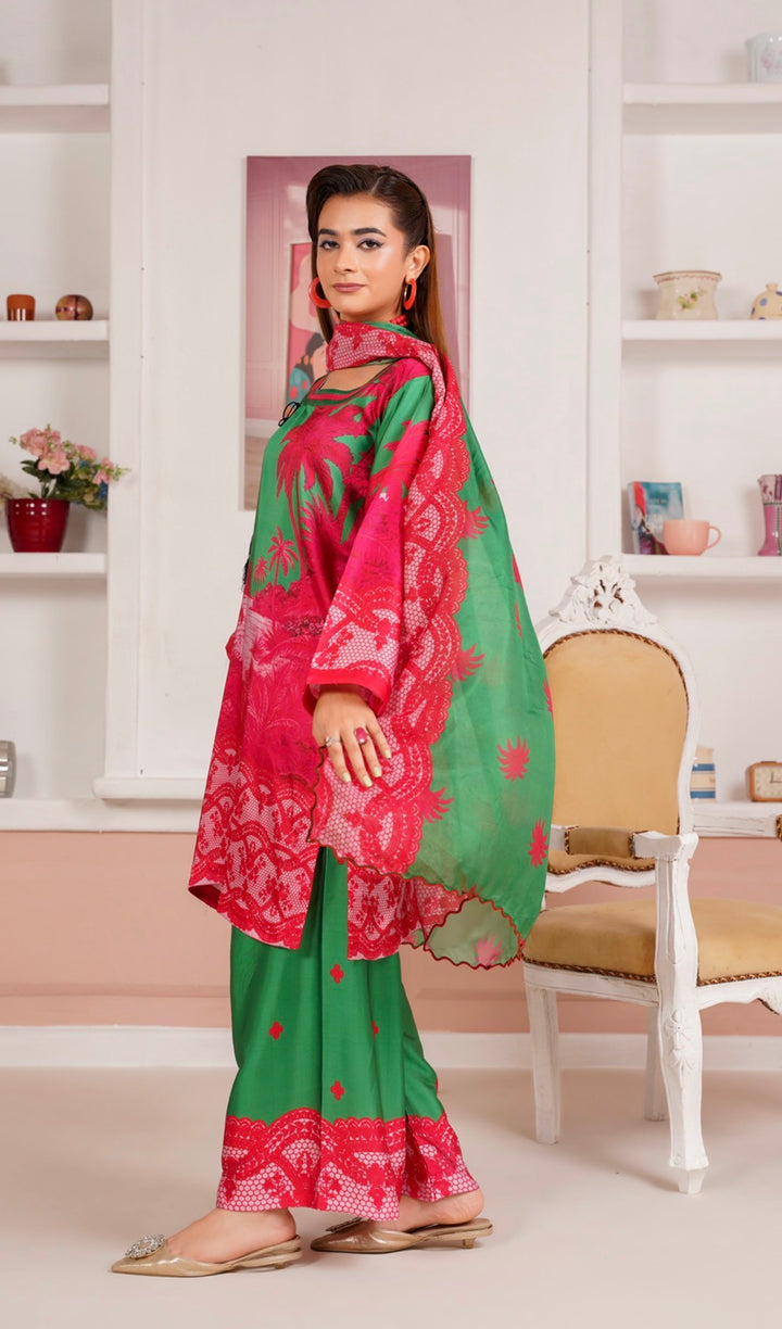 NSH02 - Elegant Silk 3-Piece co-ord Pakistani Suit