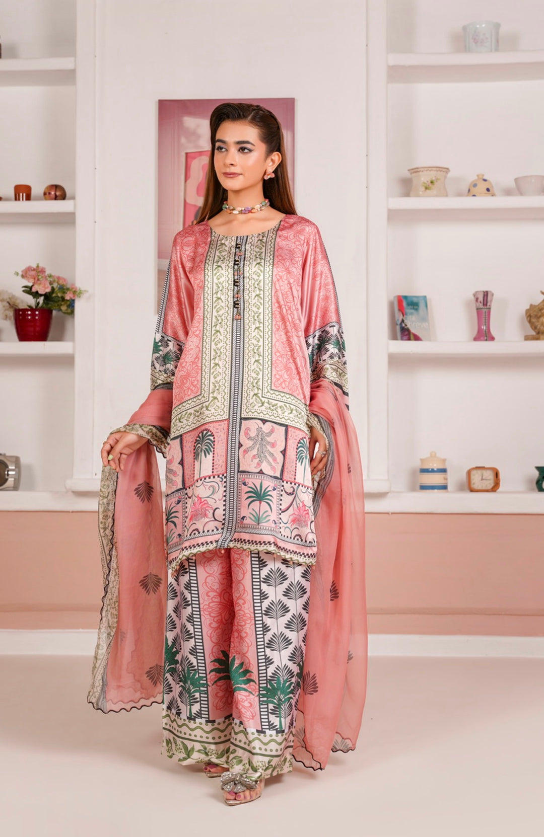 NSH01 - Elegant Silk 3-Piece co-ord Pakistani Suit