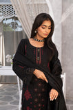 BLACK NOOR JAHAN EMBROIDERED PEACHLEATHER 3 PIECE SUIT NJ05