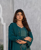 NOOR JAHAN EMBROIDERED PEACHLEATHER 3 PIECE SUIT NJ01