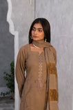 BEIGE NOOR JAHAN EMBROIDERED PEACHLEATHER 3 PIECE SUIT NJ02