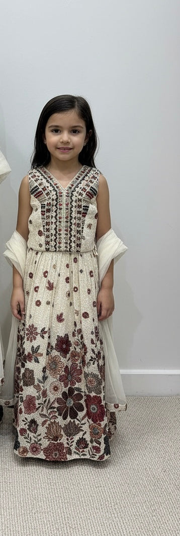 K690B- GIRLSEMBROIDERED LENHGA DRESS