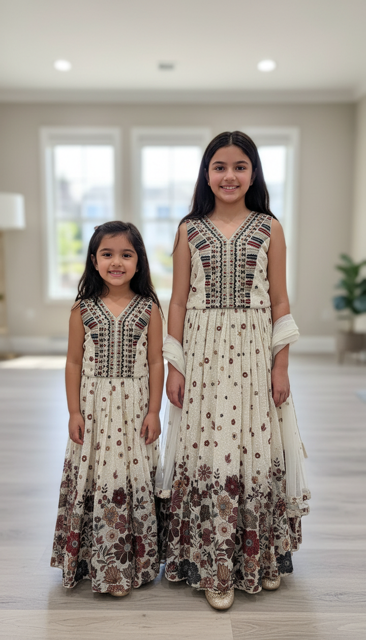 K690B- GIRLSEMBROIDERED LENHGA DRESS