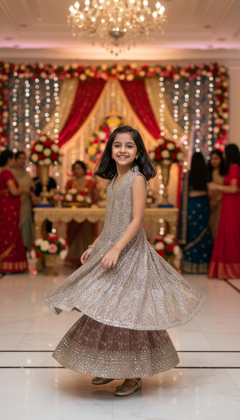 K691C- GIRLS EMBROIDERED SHARARA DRESS