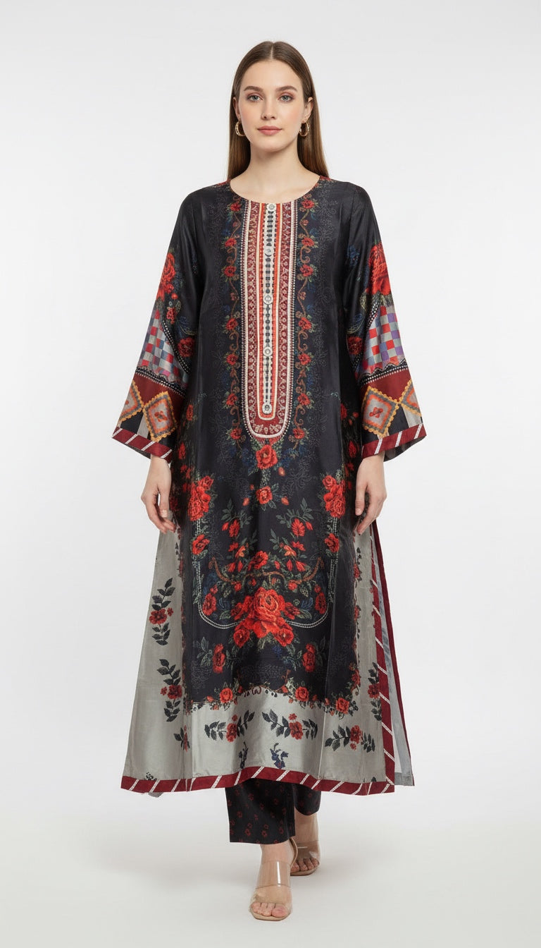 NS01 - Elegant Silk 2-Piece co-ord Pakistani Suit