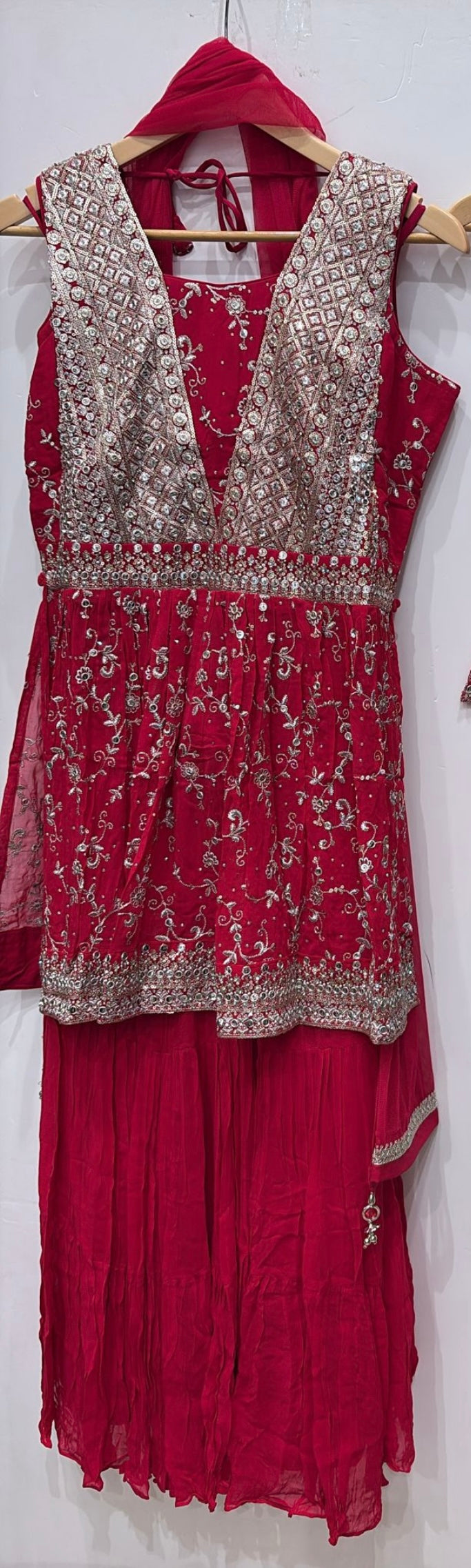K692A- GIRLS PINK EMBROIDERED SHARARA DRESS