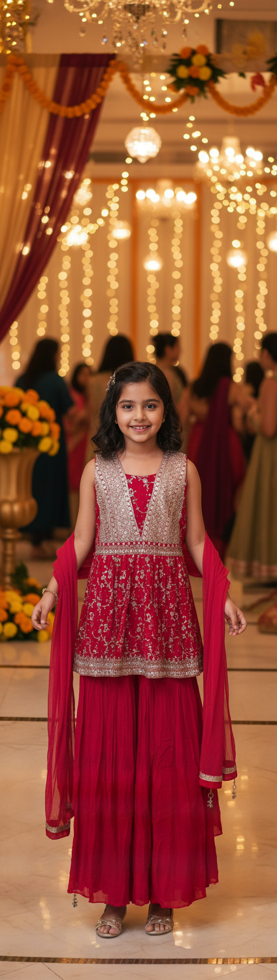 K692A- GIRLS PINK EMBROIDERED SHARARA DRESS