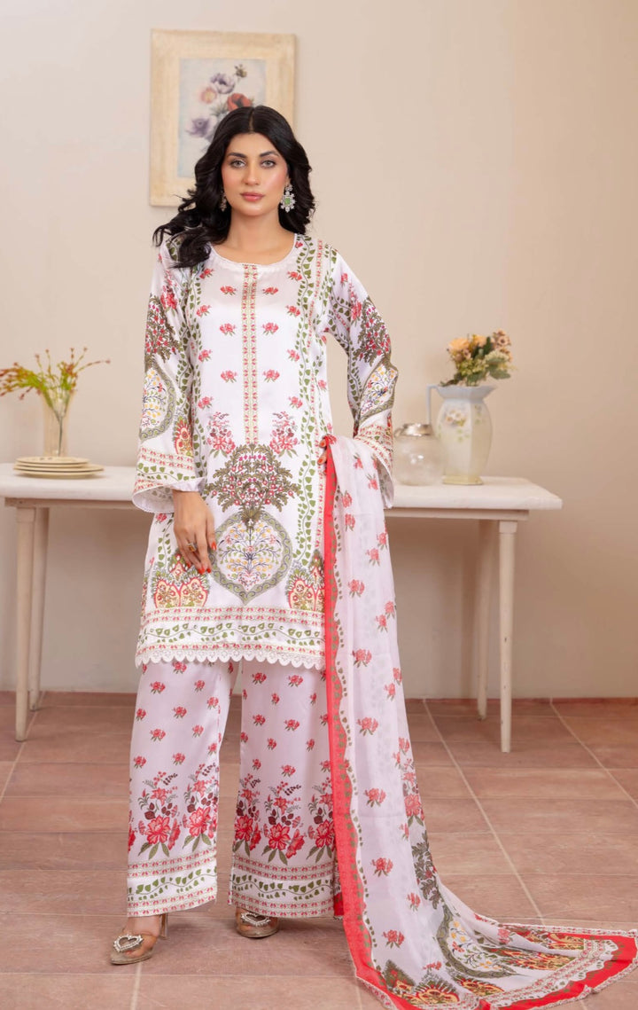 TSH06- EMBELLISHED SILK PRINT 3 PIECE SUIT