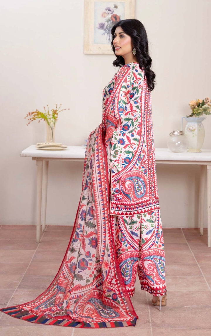 TSH10- EMBELLISHED SILK PRINT 3 PIECE SUIT