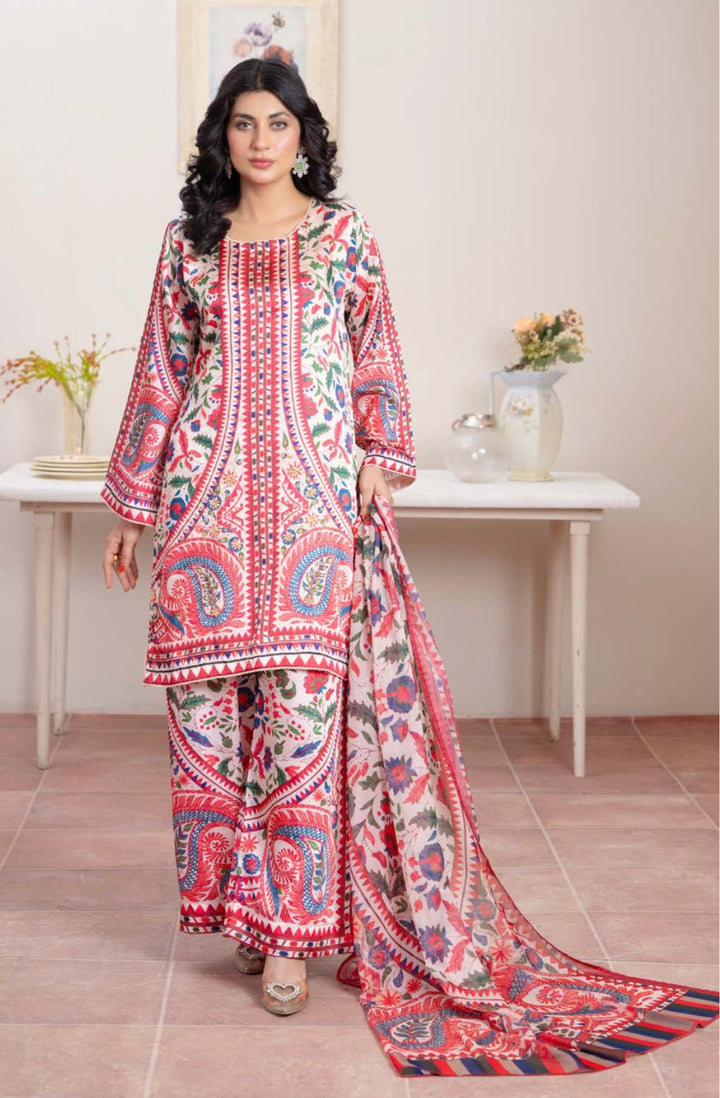 TSH10- EMBELLISHED SILK PRINT 3 PIECE SUIT