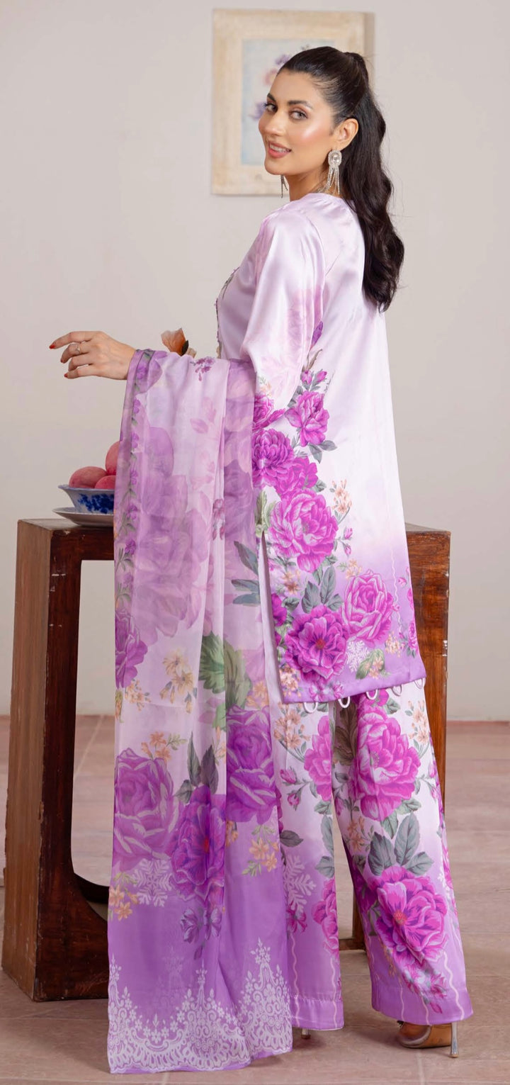 TSH04- EMBELLISHED SILK PRINT 3 PIECE SUIT