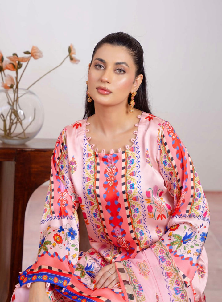 TSH03- EMBELLISHED SILK PRINT 3 PIECE SUIT