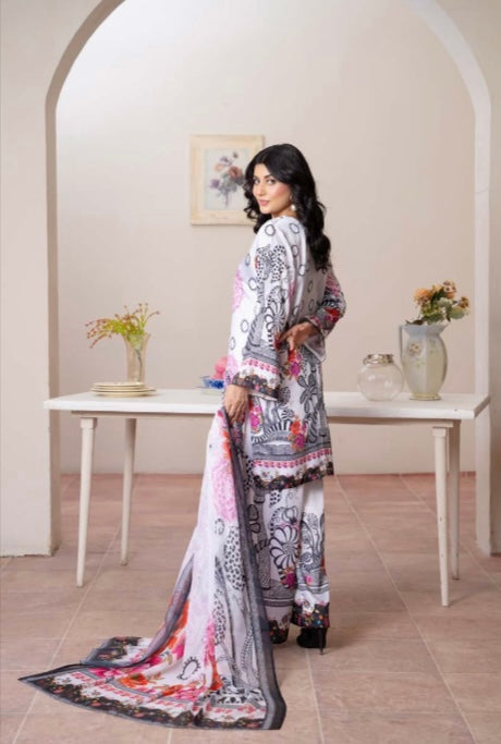 TSH05- EMBELLISHED SILK PRINT 3 PIECE SUIT