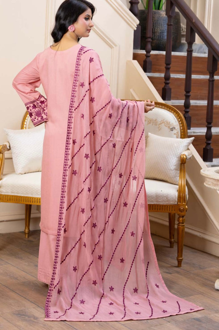 Zk02 - Calico Embroidered Karandi 3 Piece suit