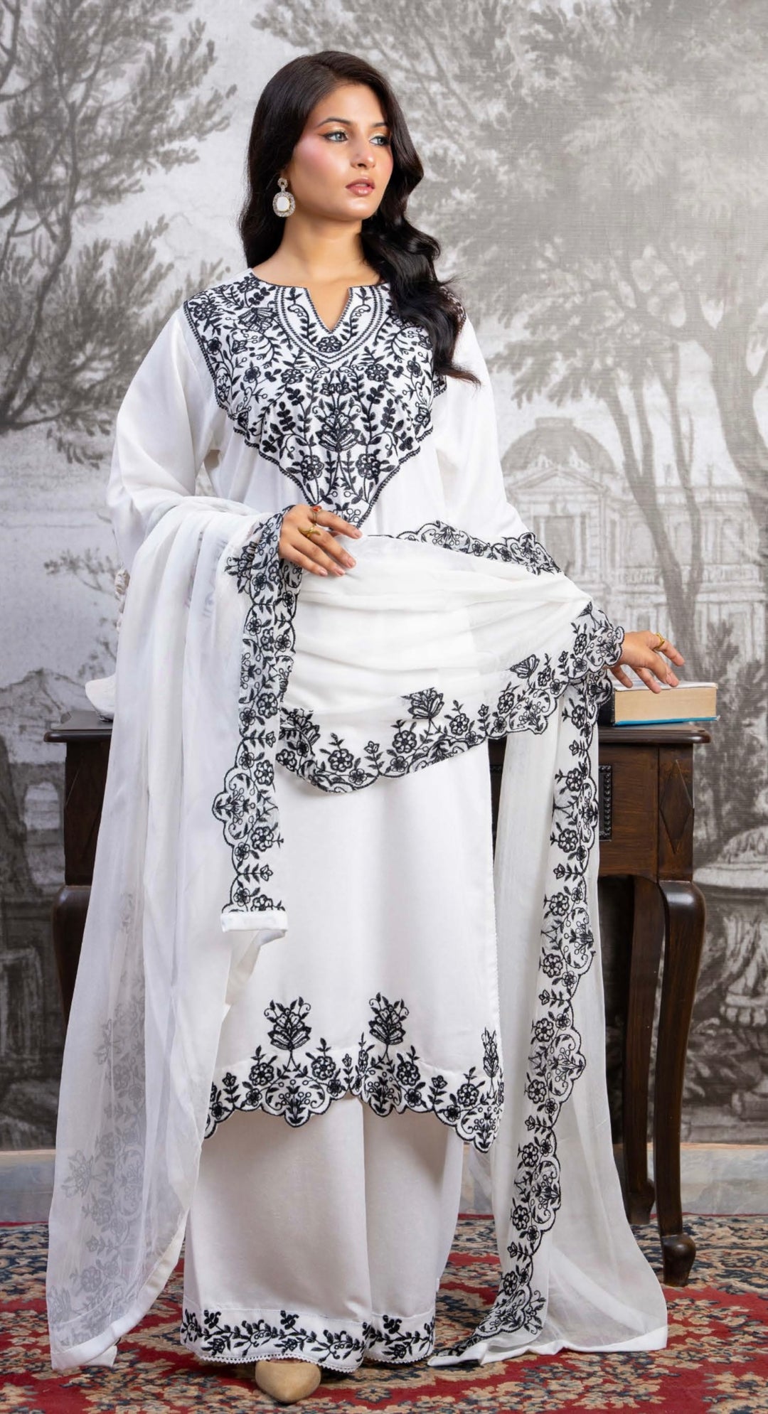 Zk04 - Juliet Embroidered Karandi 3 Piece suit