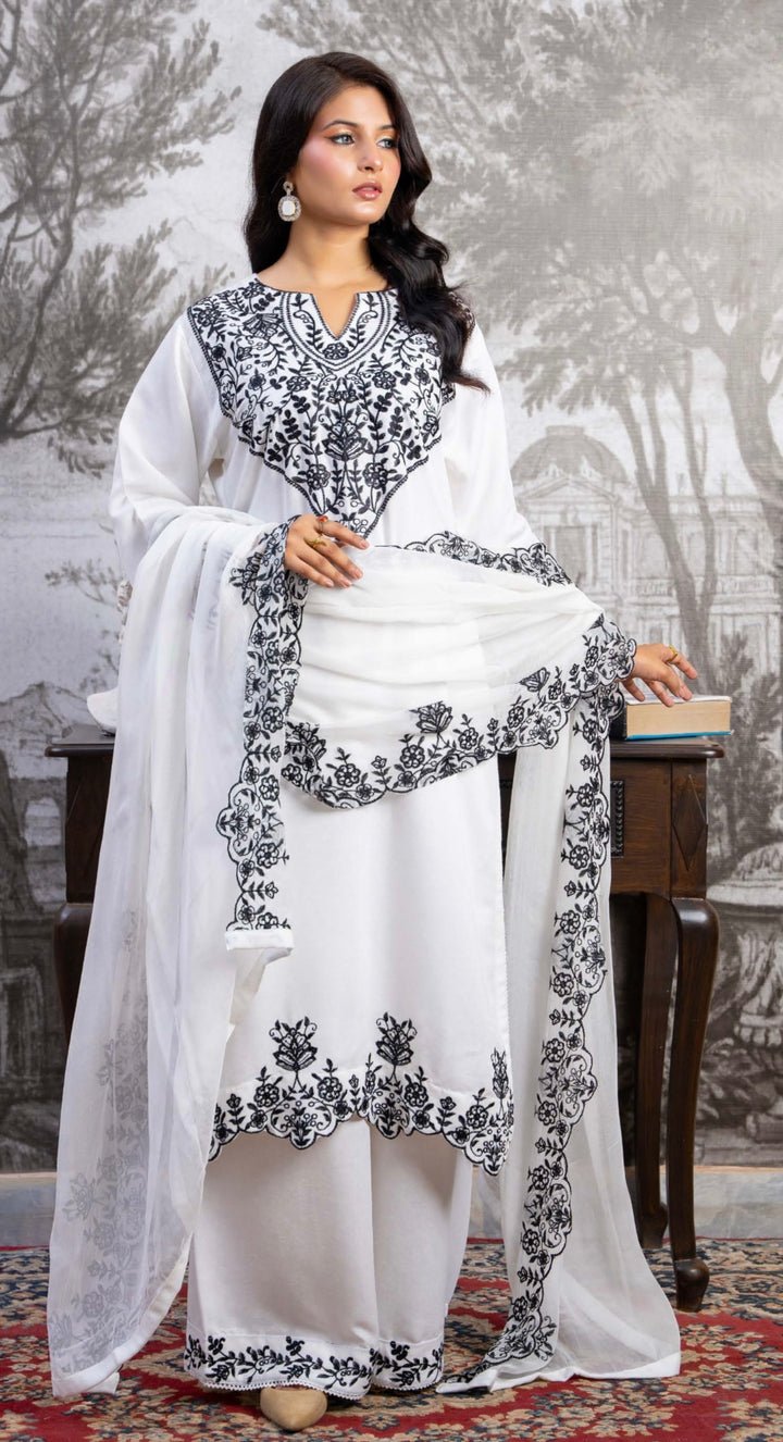 Zk04 - Juliet Embroidered Karandi 3 Piece suit