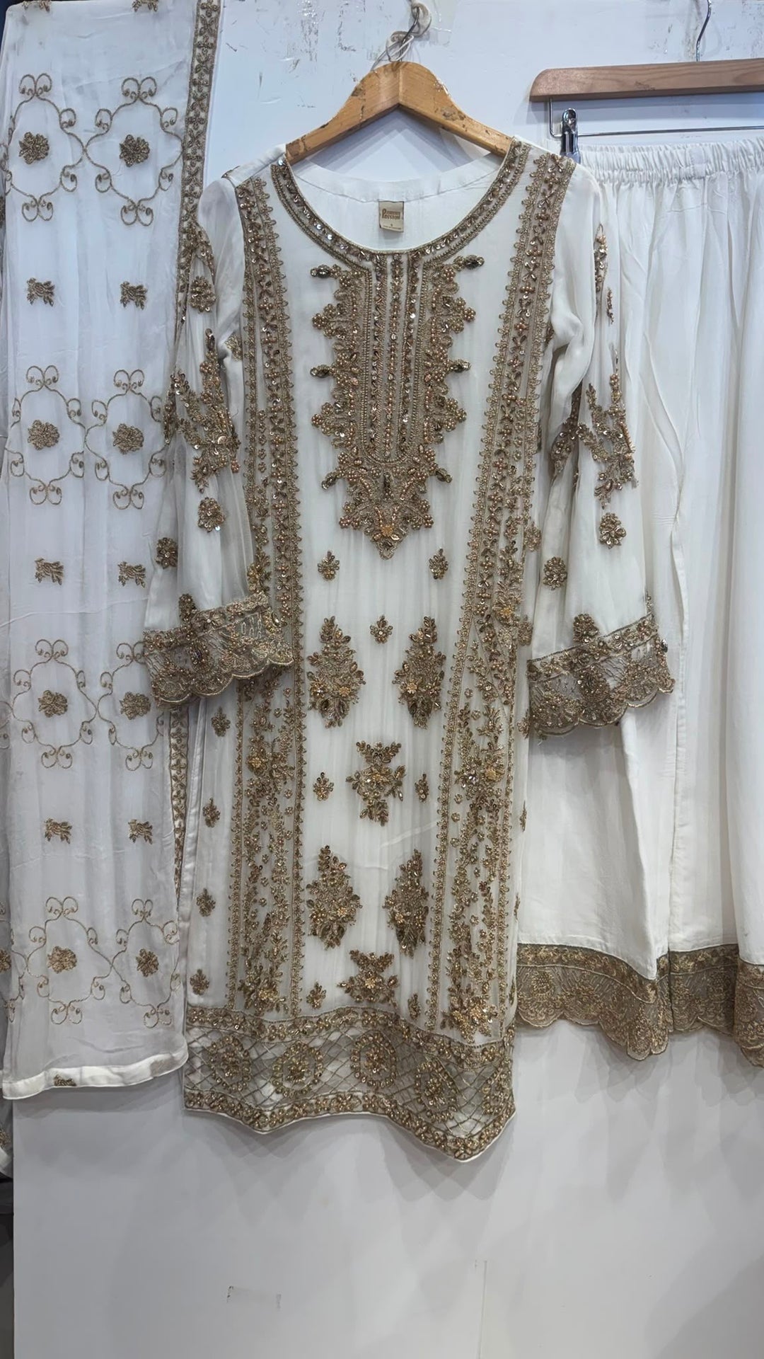 348B- Embroidered Chiffon 3 Piece Suit