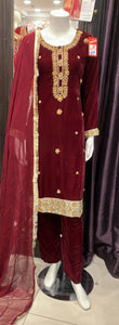 EMBROIDERED VELVET 3 PIECE SUIT BV22