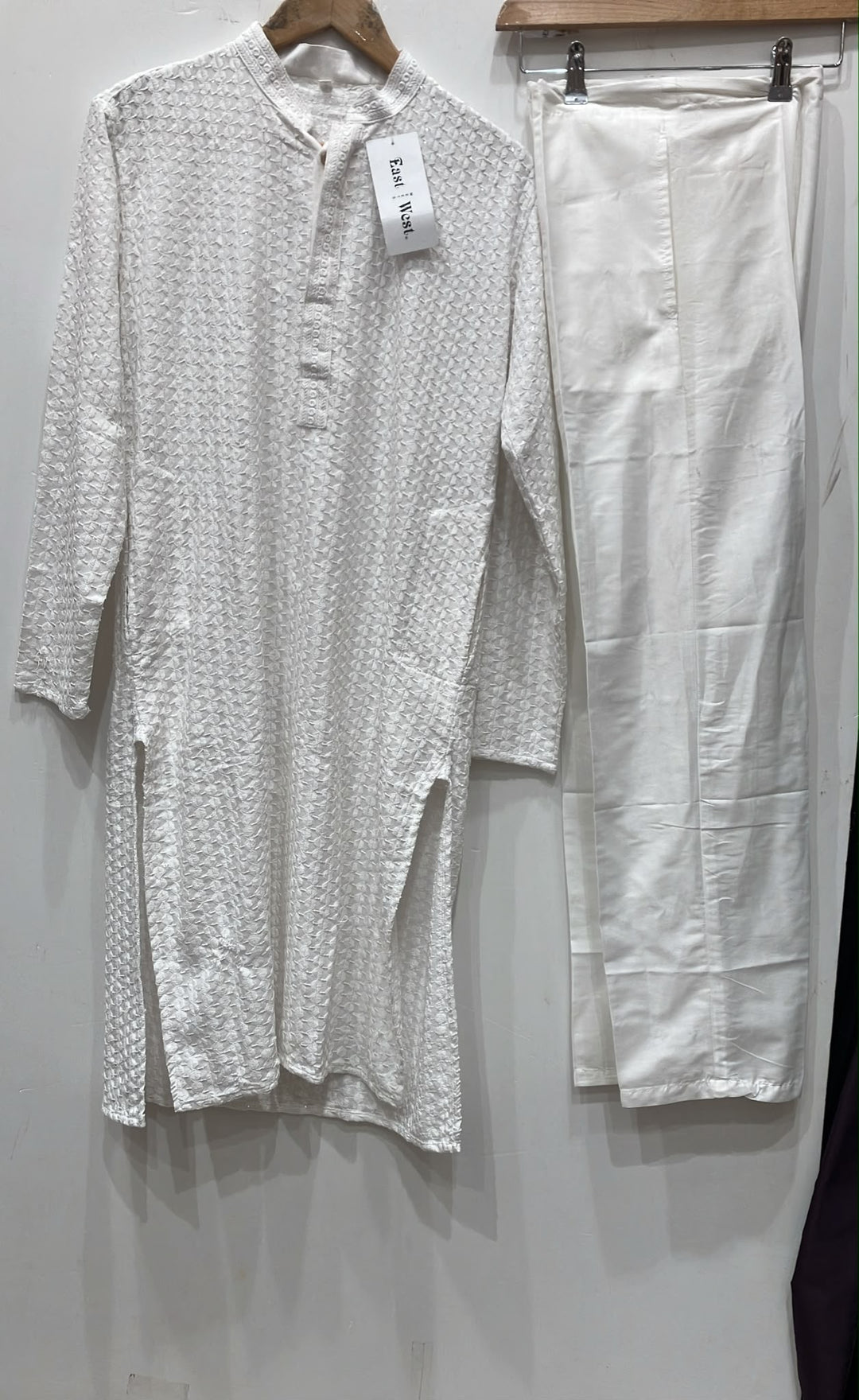 CK719 - White Cotton Chikankari Set for Boys and MEN - East meets west clothing 