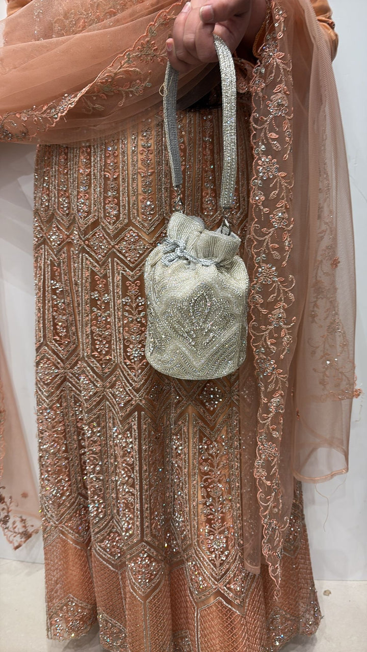 0187A - EMBROIDERED & EMBELLISHED NET DRESS