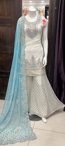 HEAVILY EMBROIDERED NET SHARARA SUIT 0173A
