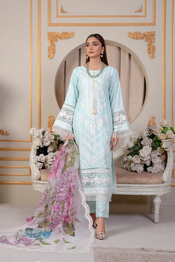 EMBROIDERED LAWN 3 PIECE SUIT 68A