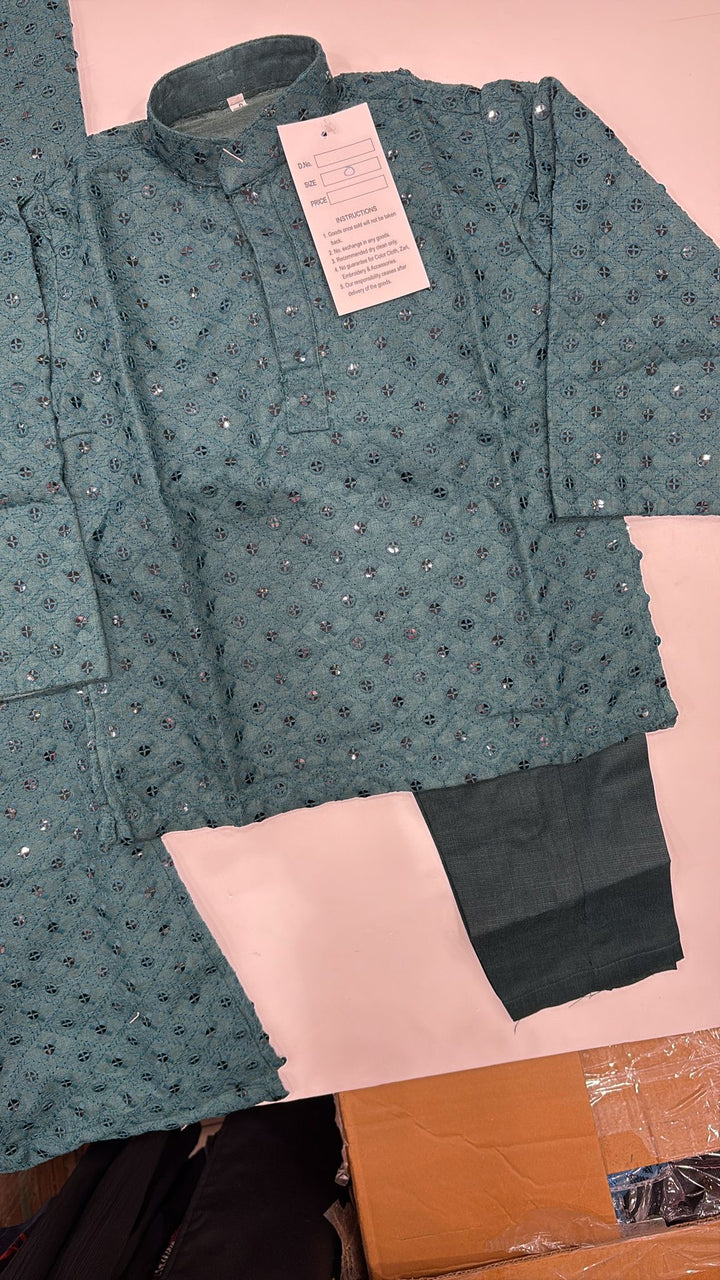 CK731 - Green Chikankari Set for Boys and Men