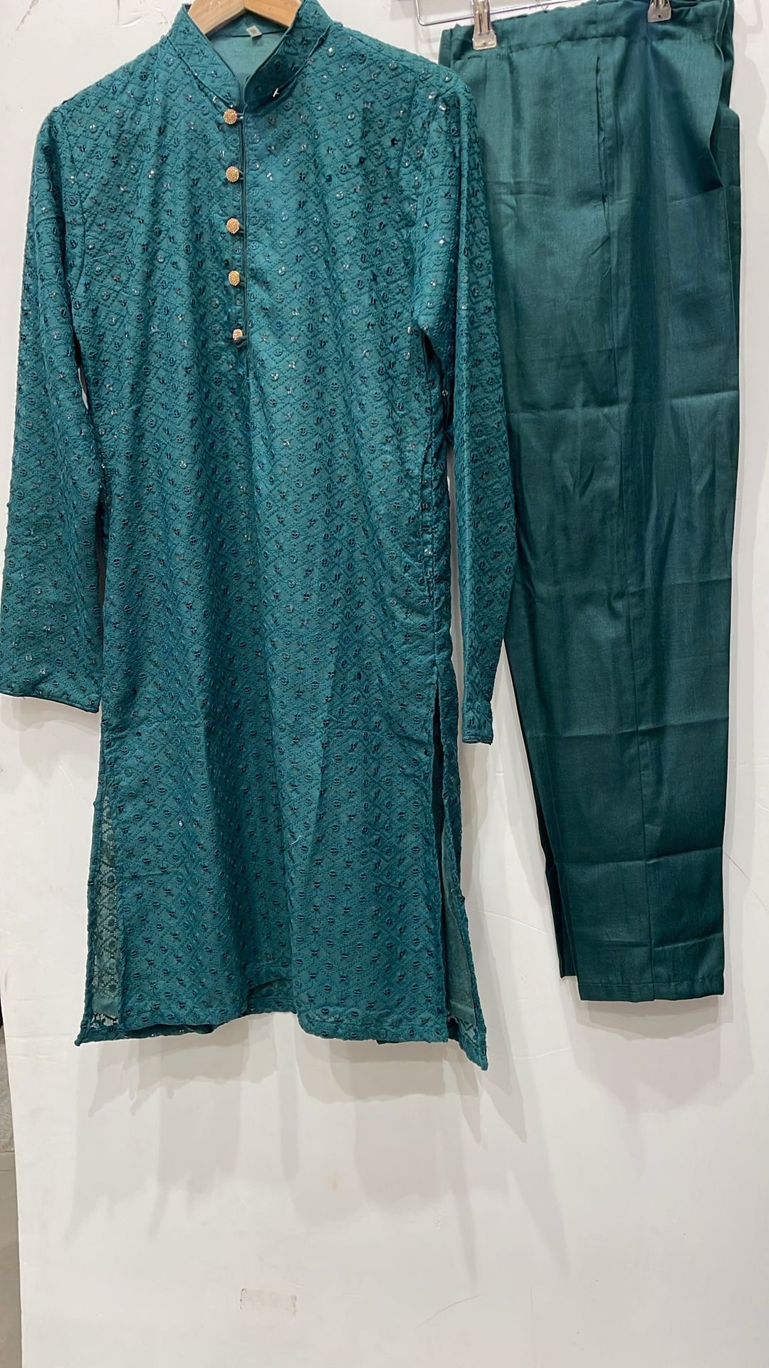 CK751A  - Green Chikankari Set for Boys and Men