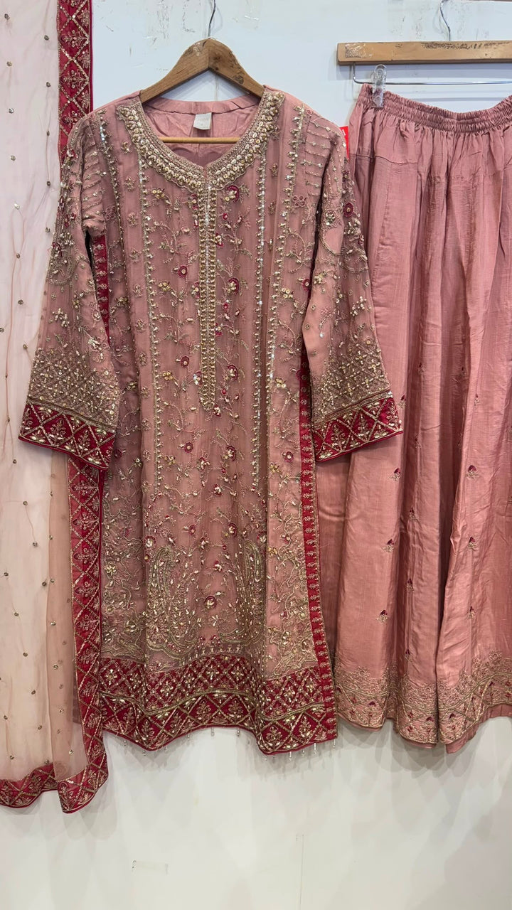 340C- Embroidered Chiffon 3 Piece Suit
