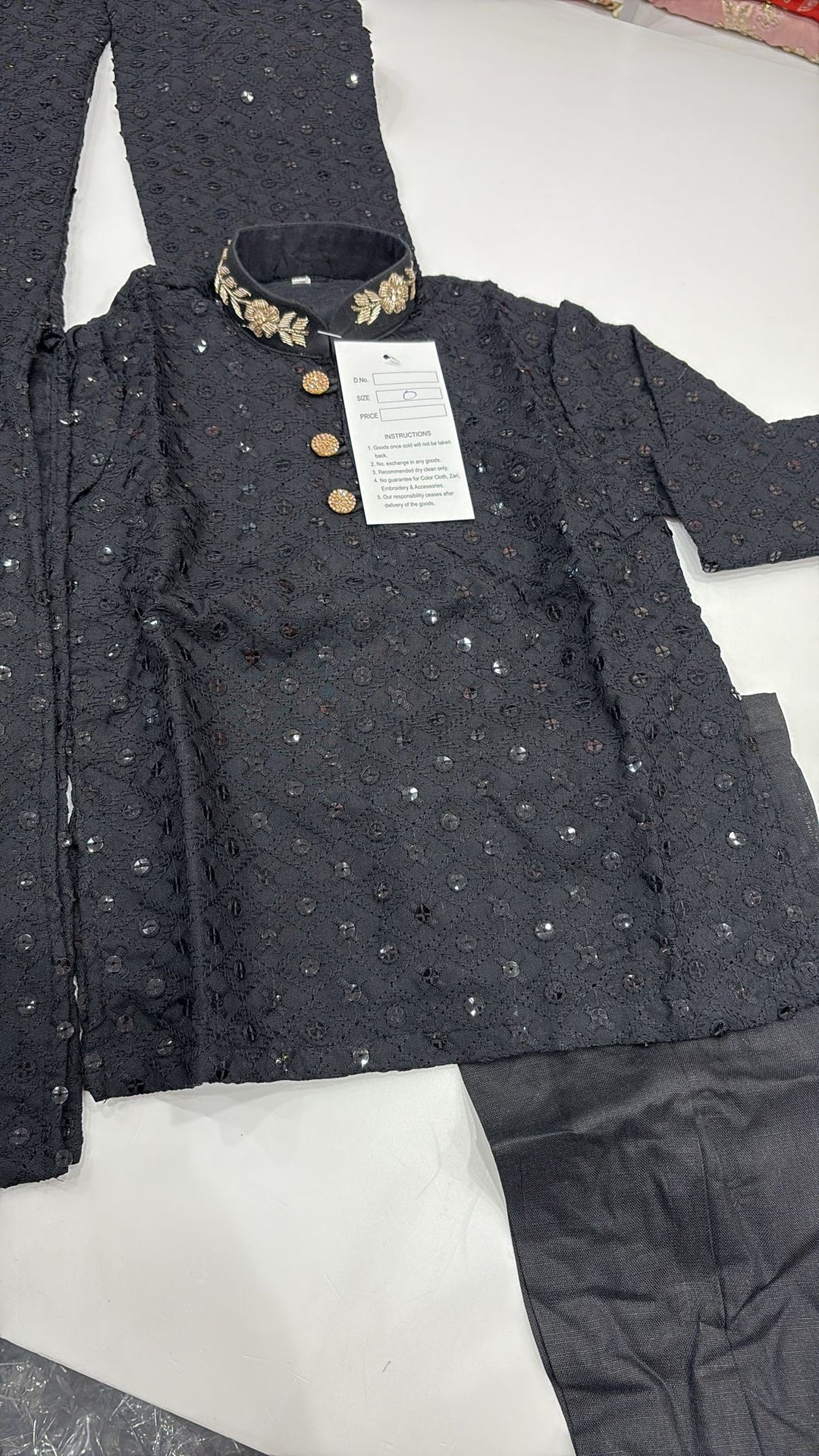 CK726 - Black Chikankari Set for Boys and Men