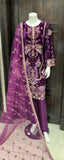 PURPLE EMBROIDERED VELVET 3 PIECE SUIT BV48