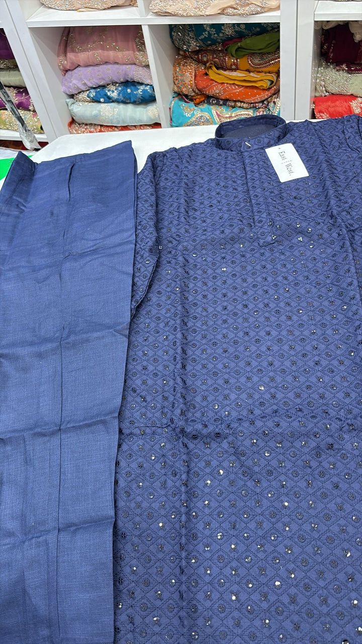 CK732 - Blue Chikankari Set for Boys and Men