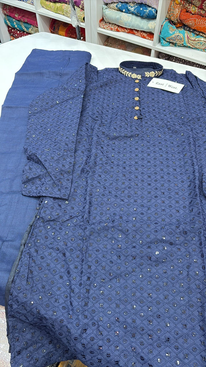 CK725 - Blue Chikankari Set for Boys and Men