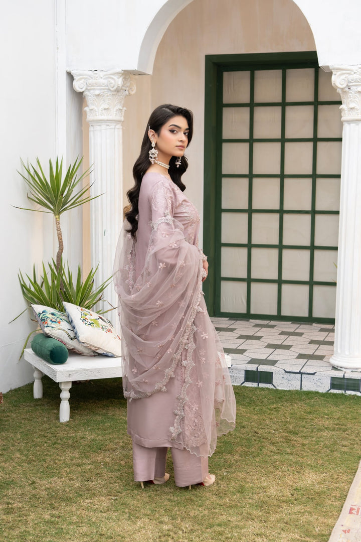 1149D - Mauve Embroidered Linen 3 Piece suit