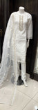 WHITE EMBROIDERED ORGANZA & COTTON 3 PIECE SUIT 429A